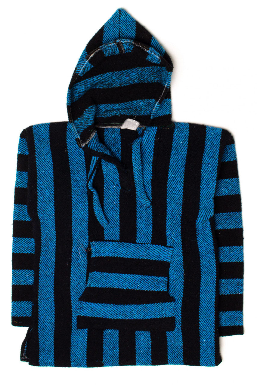 Vintage Black & Blue Striped Baja Hoodie
