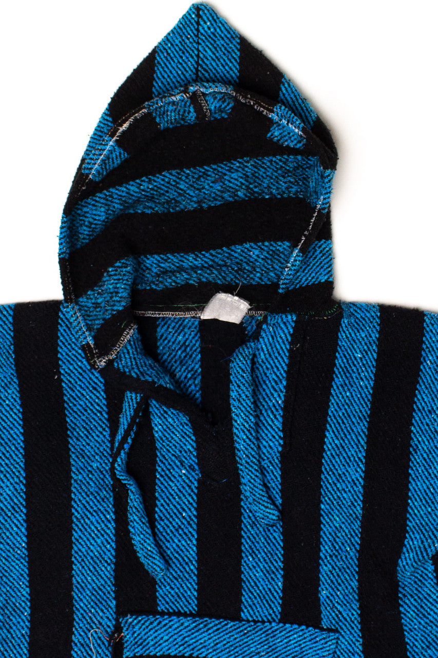 Vintage Black & Blue Striped Baja Hoodie