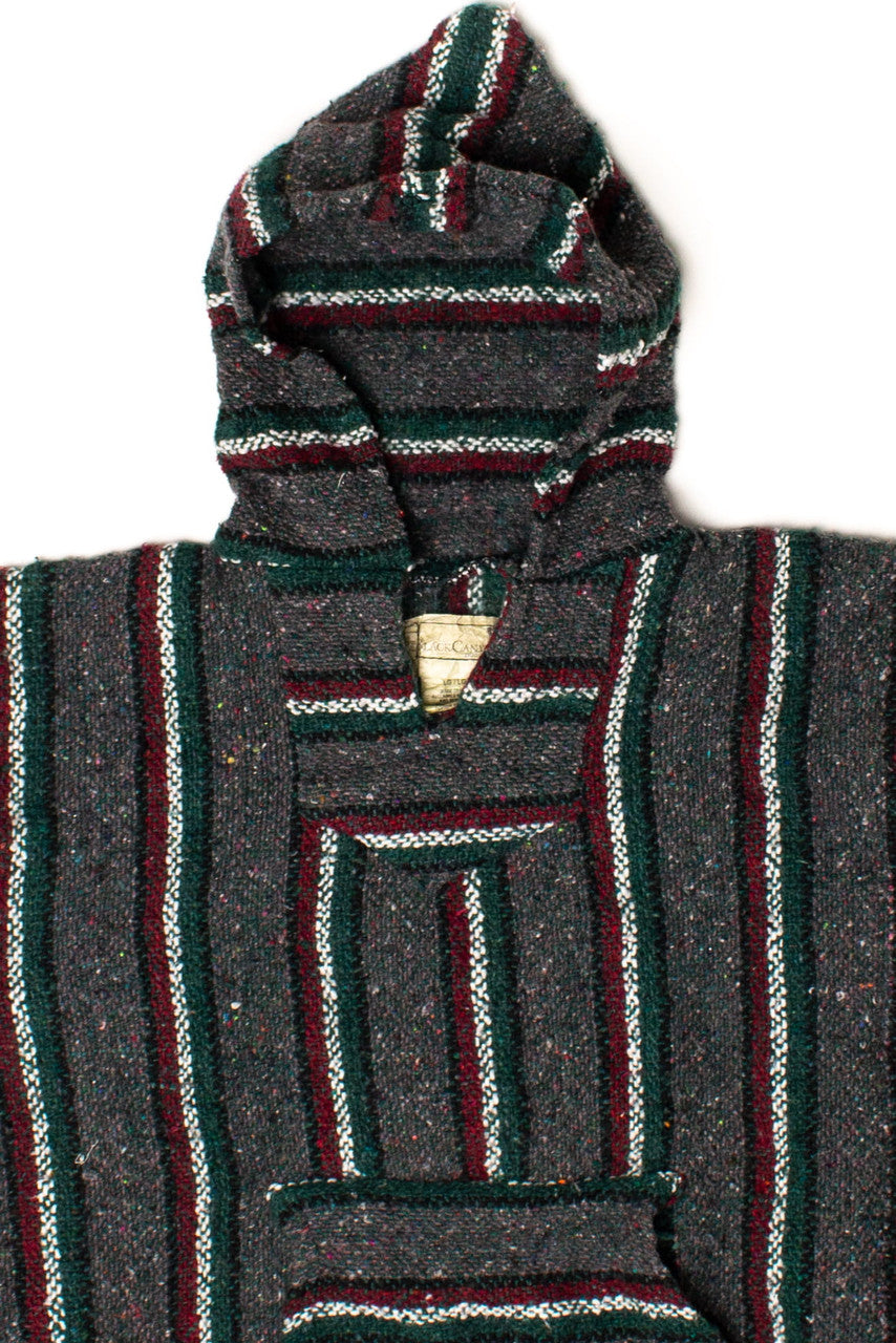 Vintage Green & Red Striped Baja Hoodie