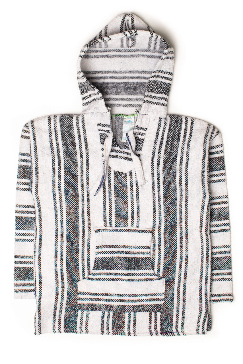 Vintage White & Black Striped Baja Hoodie