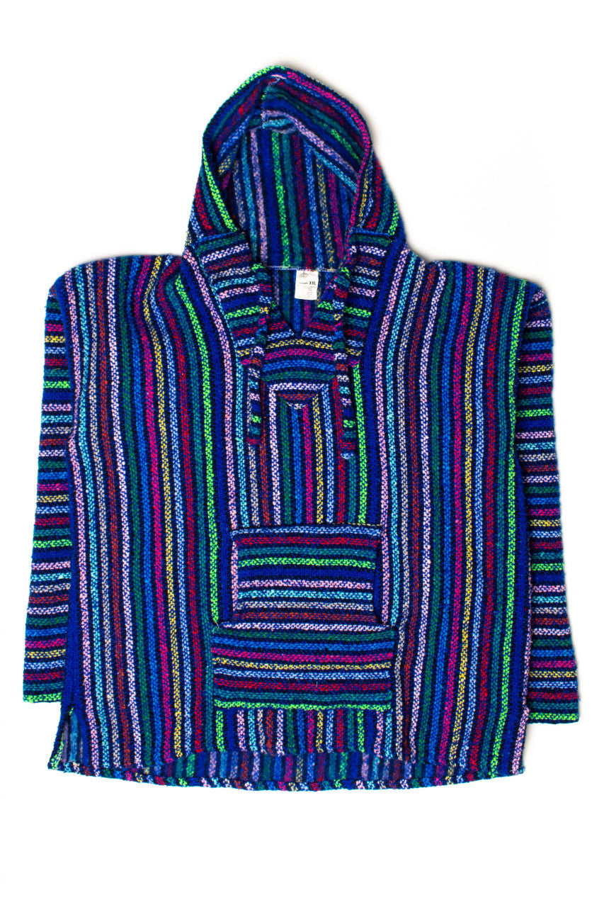 Vintage Blue Rainbow Baja Hoodie