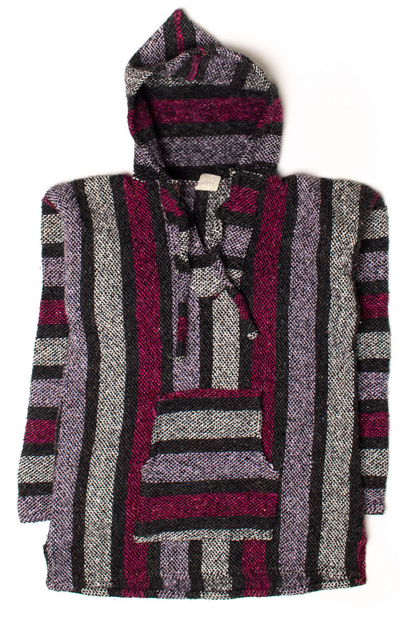 Vintage Magenta & Lavender Striped Baja Hoodie