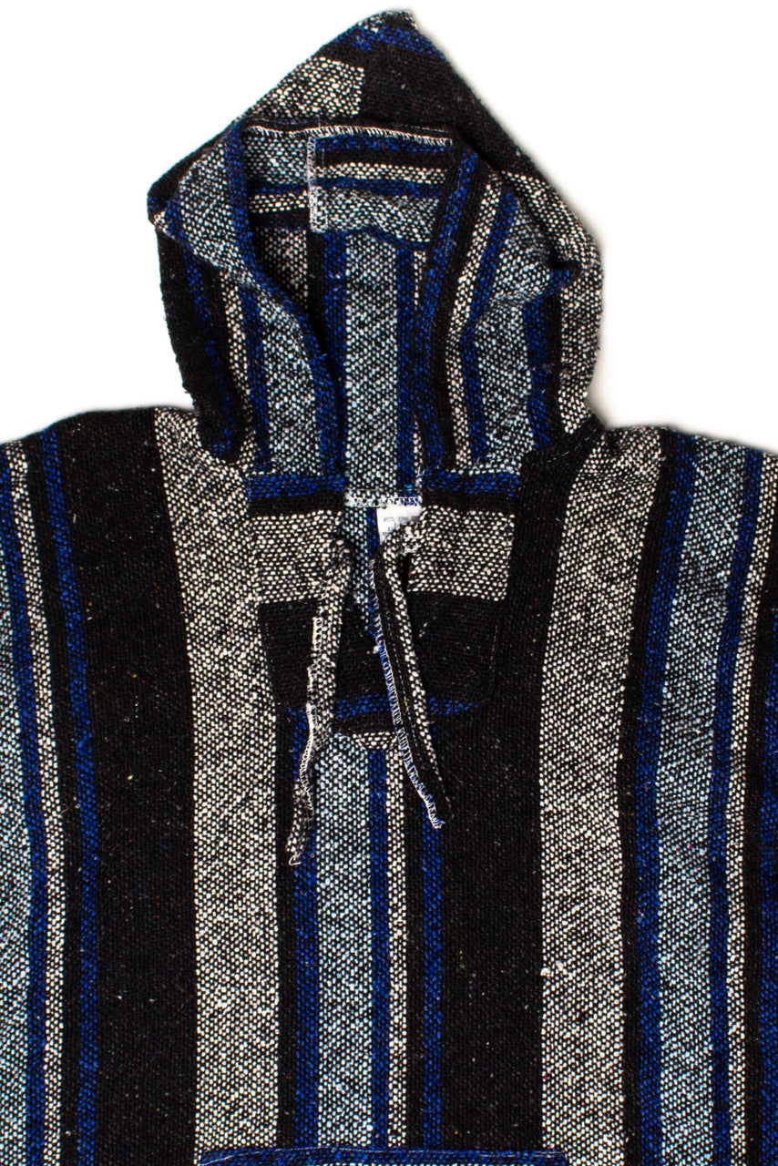Vintage Black & Blue Striped Baja Hoodie 1
