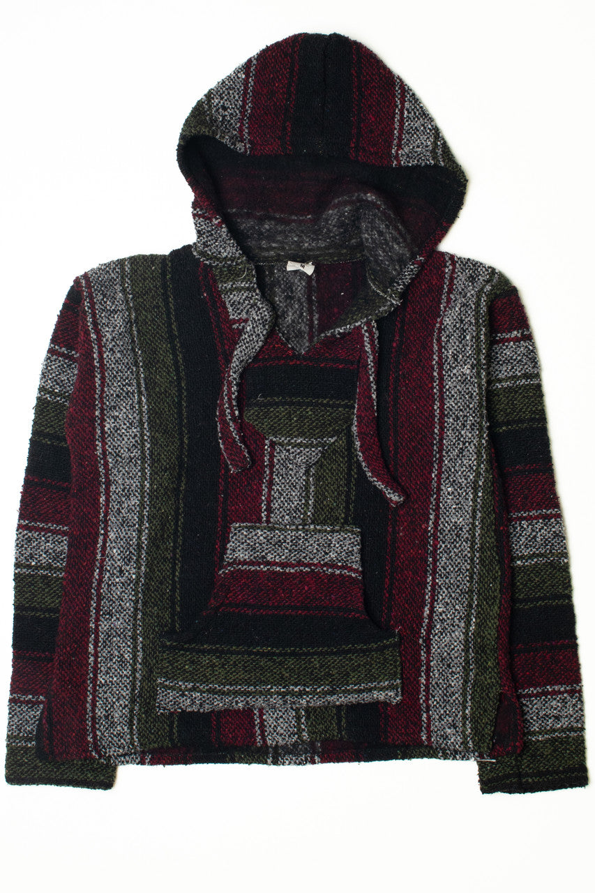 Burgundy And Dark Green Baja Hoodie