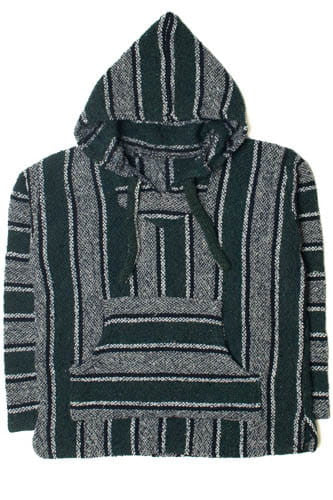 Dark Green Striped Baja Hoodie