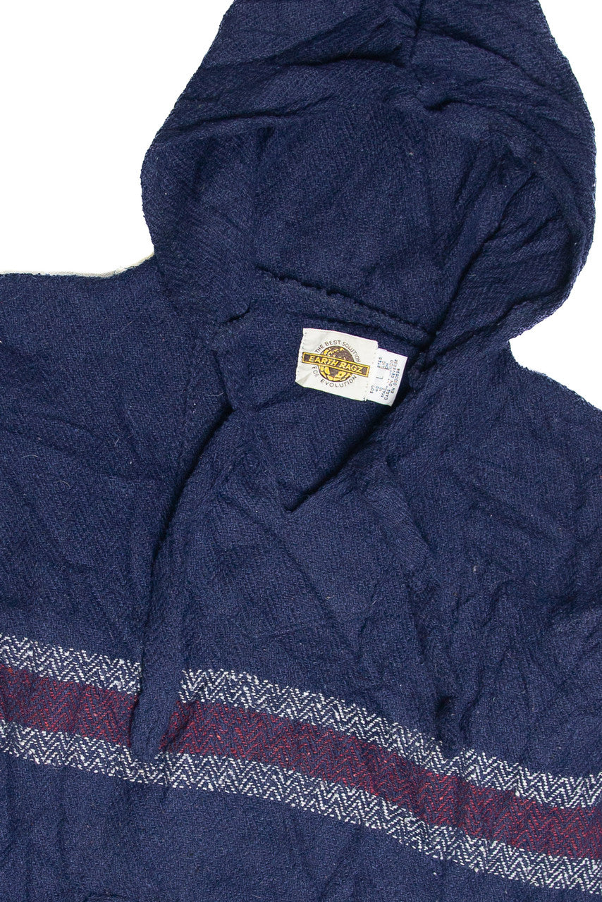 Recycled Navy And Red Stripe Baja Hoodie