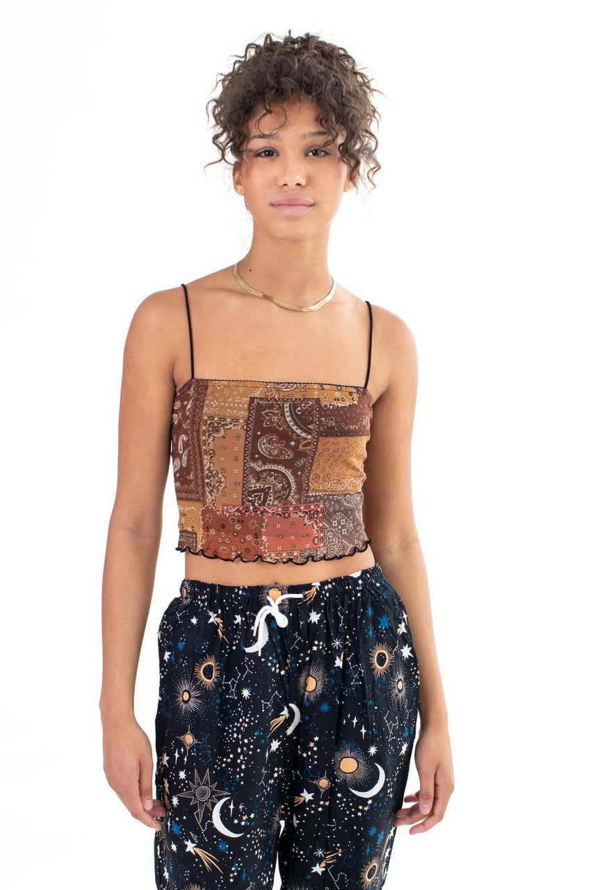 Bandana Patchwork Mesh Lined Cami