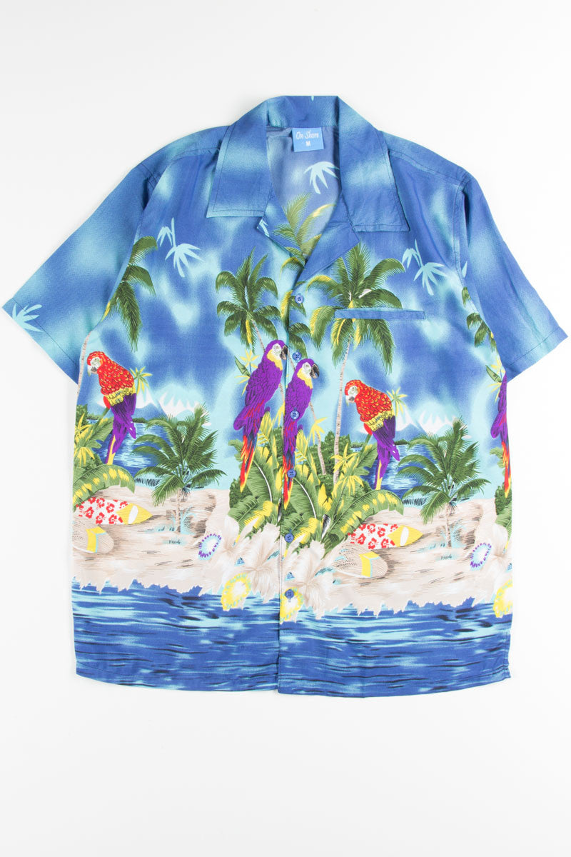 Blue Beach Parrots Hawaiian Shirt