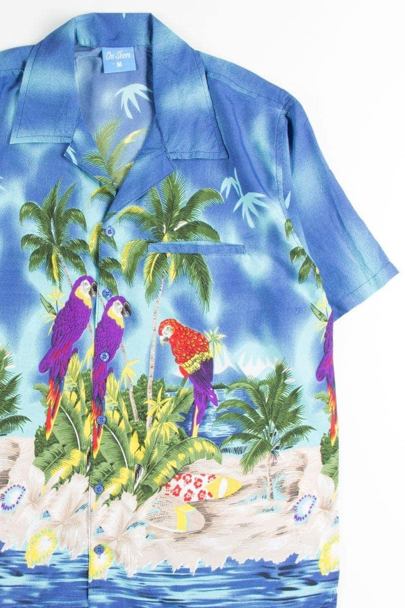 Blue Beach Parrots Hawaiian Shirt