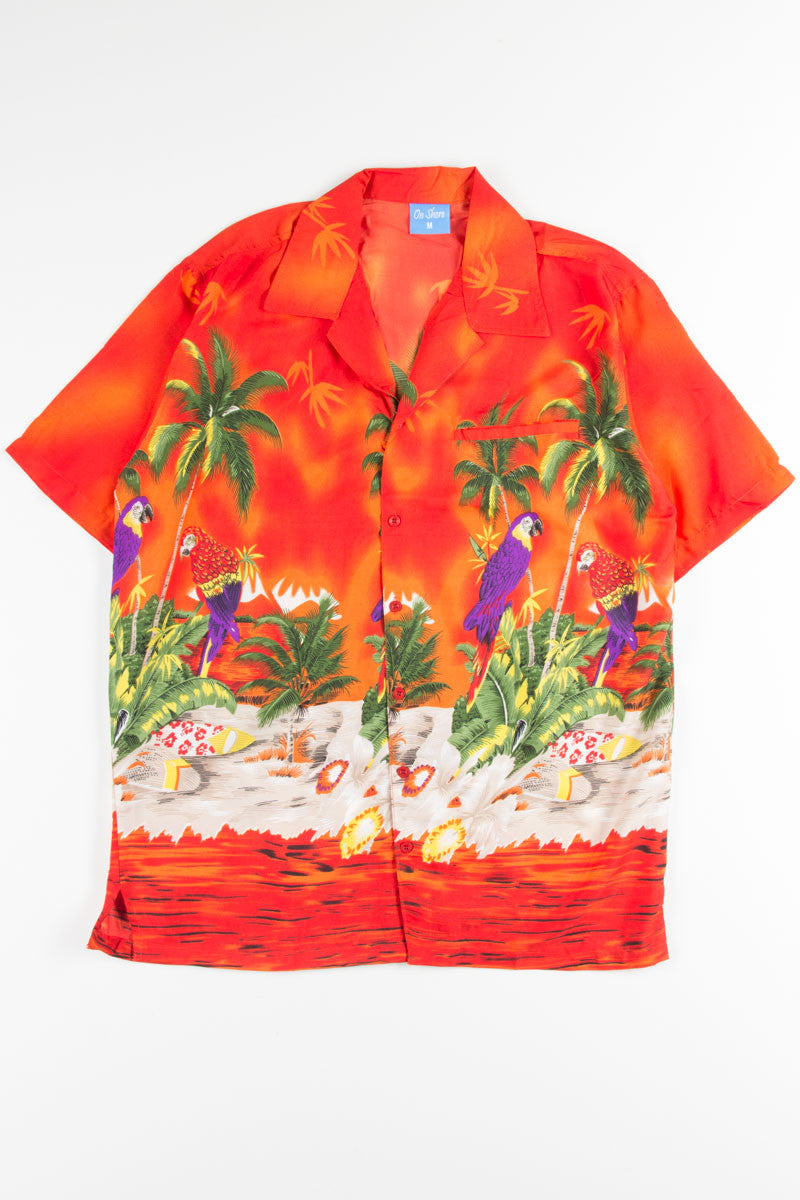 Red Beach Parrots Hawaiian Shirt