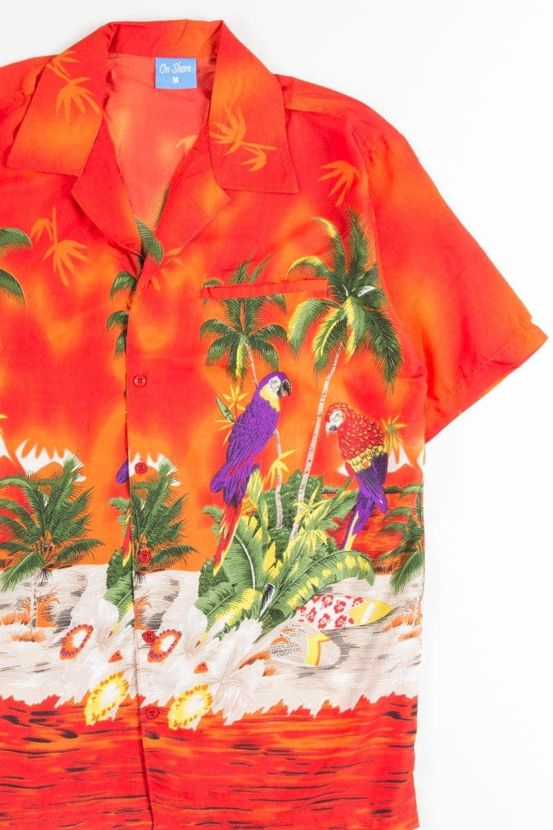 Red Beach Parrots Hawaiian Shirt