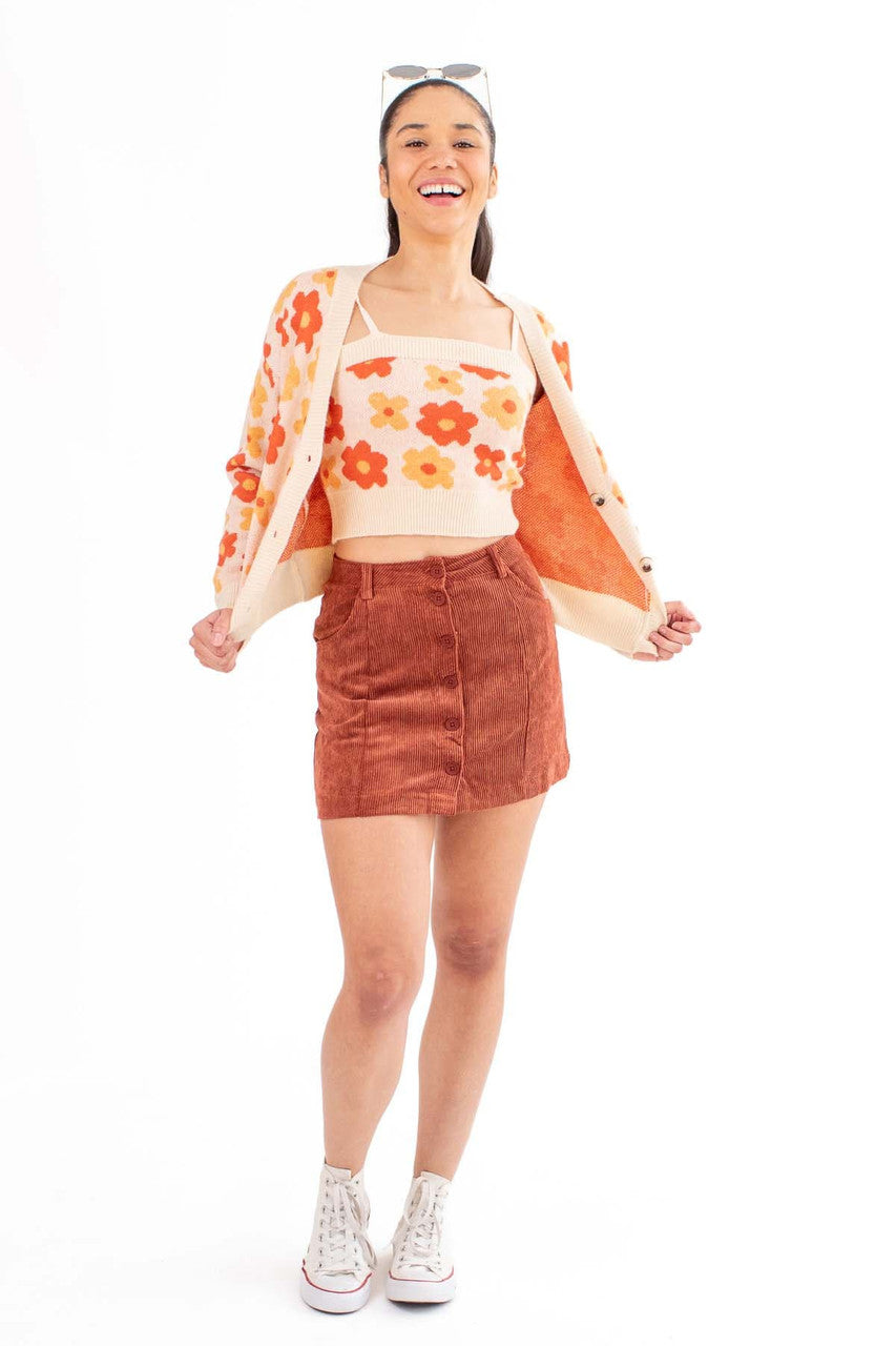 Beige Daisy Print Sweater Cami