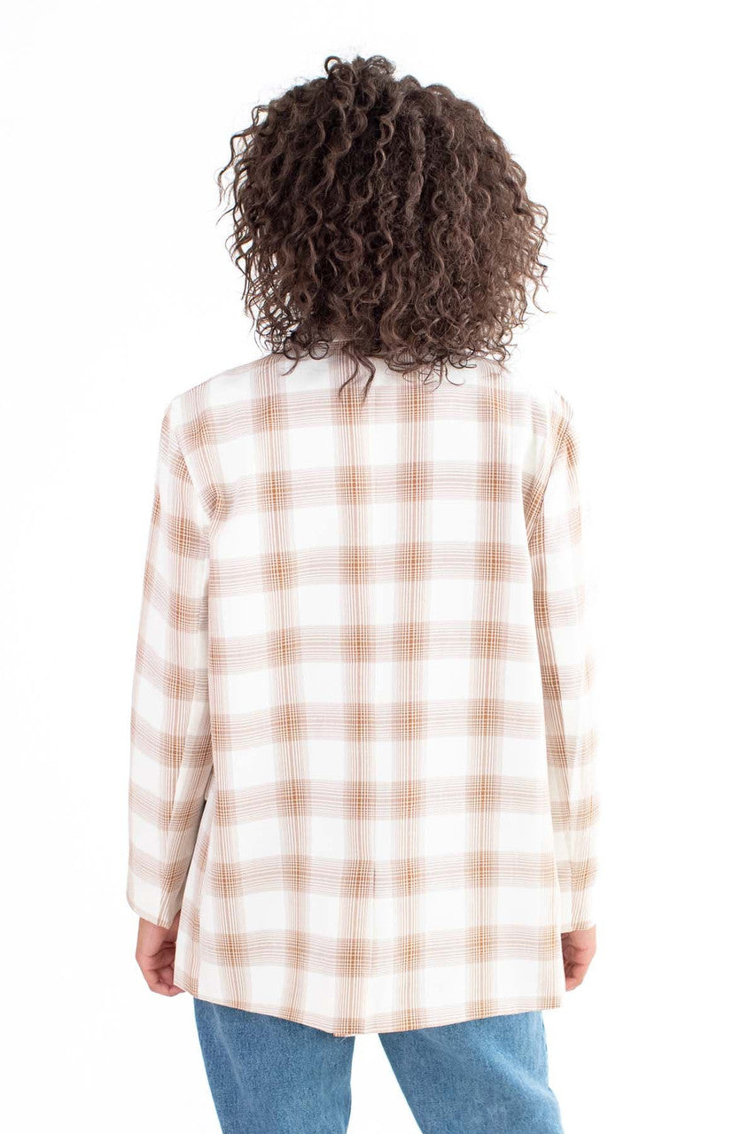 Beige Plaid Blazer