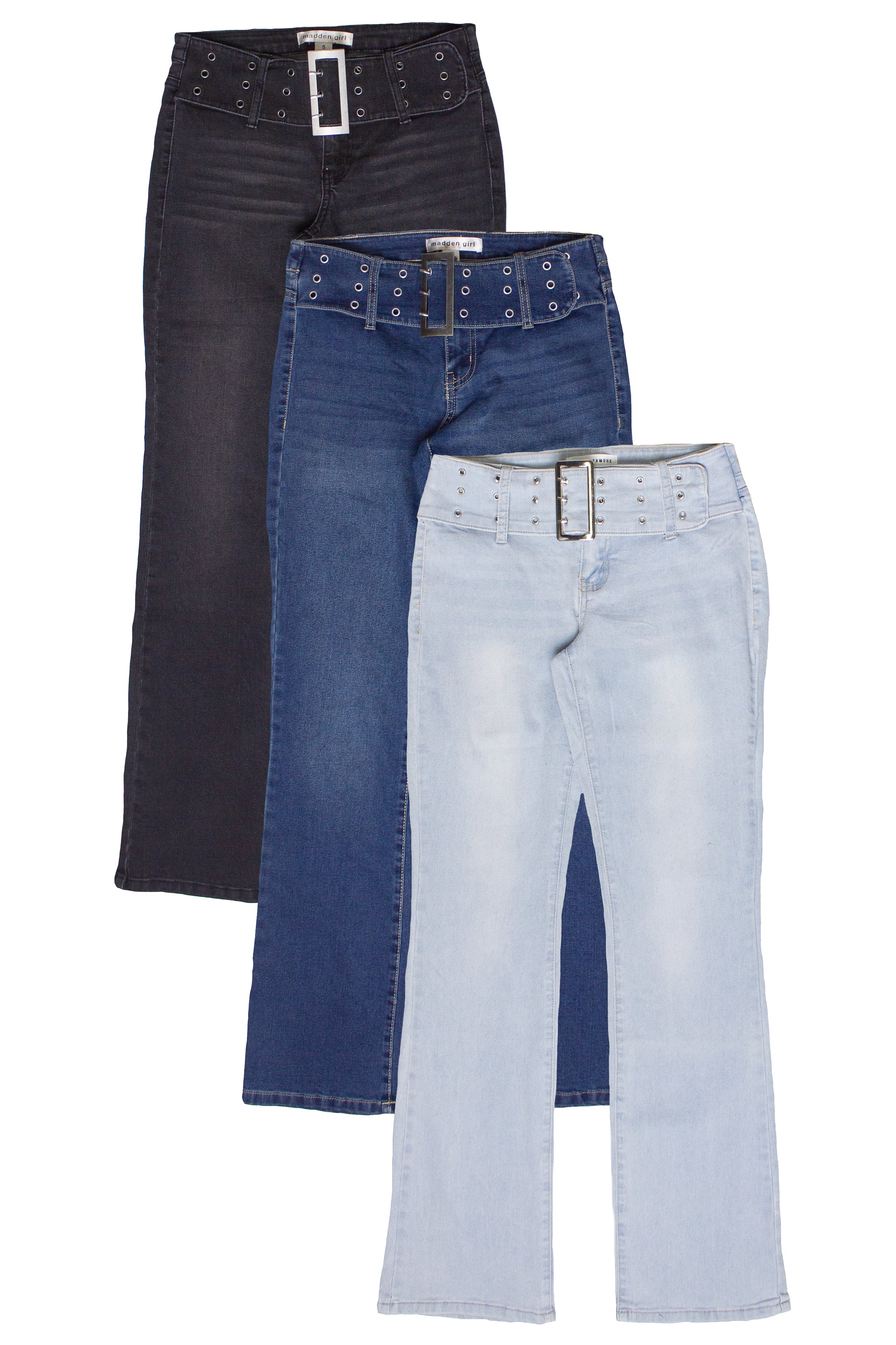 Low Rise Bootcut Belted Jeans