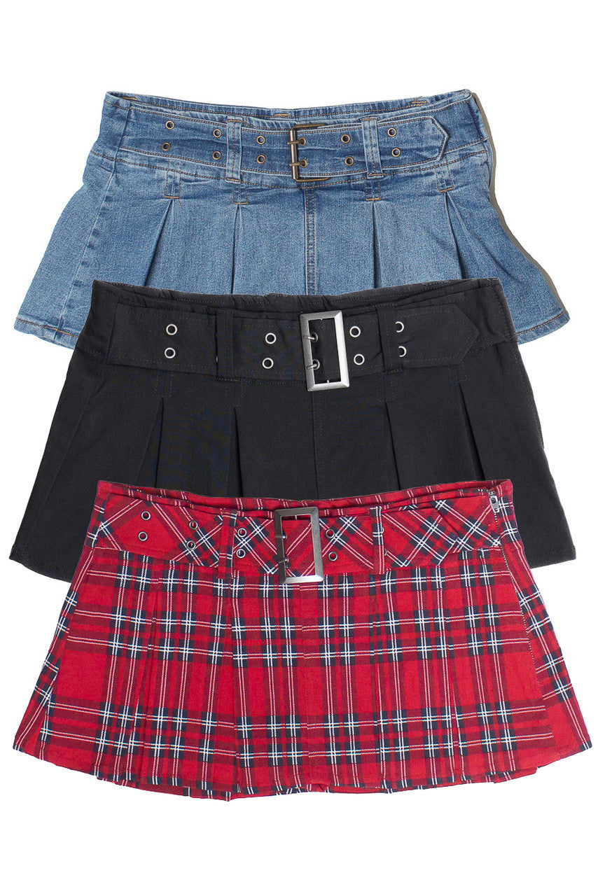 Low Rise Belted Mini Skort