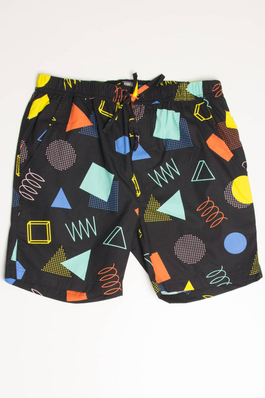 Black 80s Coil Cotton Shorts