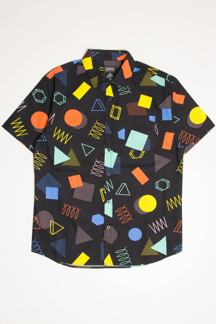 Black 80s Coil Woven Button Up Shirt