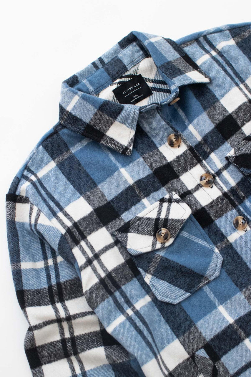 Black & Blue Plaid Oversized Shacket