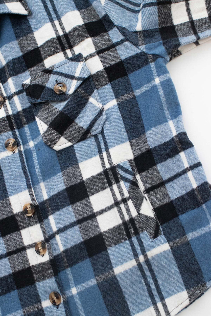 Black & Blue Plaid Oversized Shacket