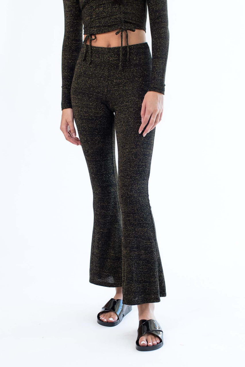 Black & Gold Thread Flare Pants