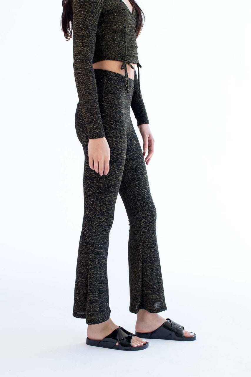 Black & Gold Thread Flare Pants