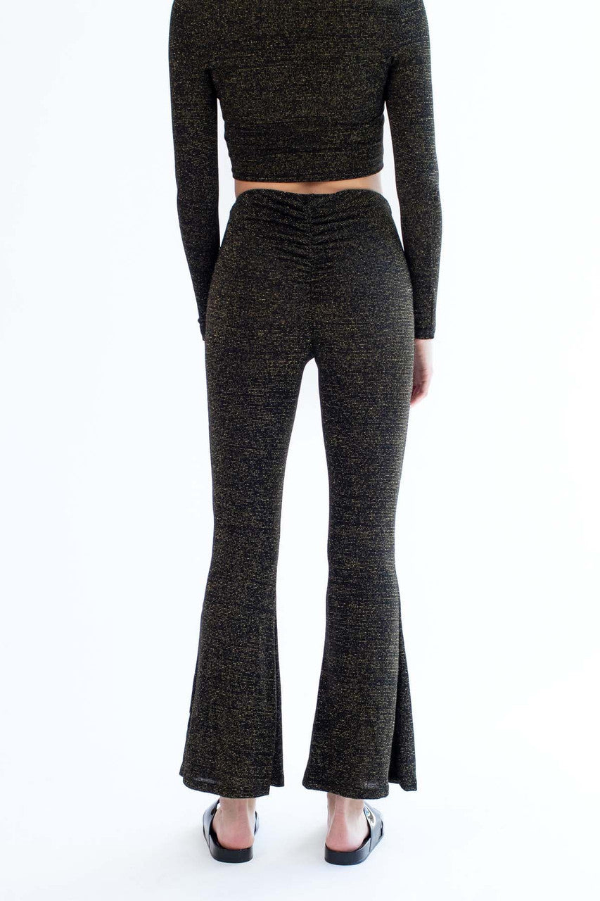 Black & Gold Thread Flare Pants