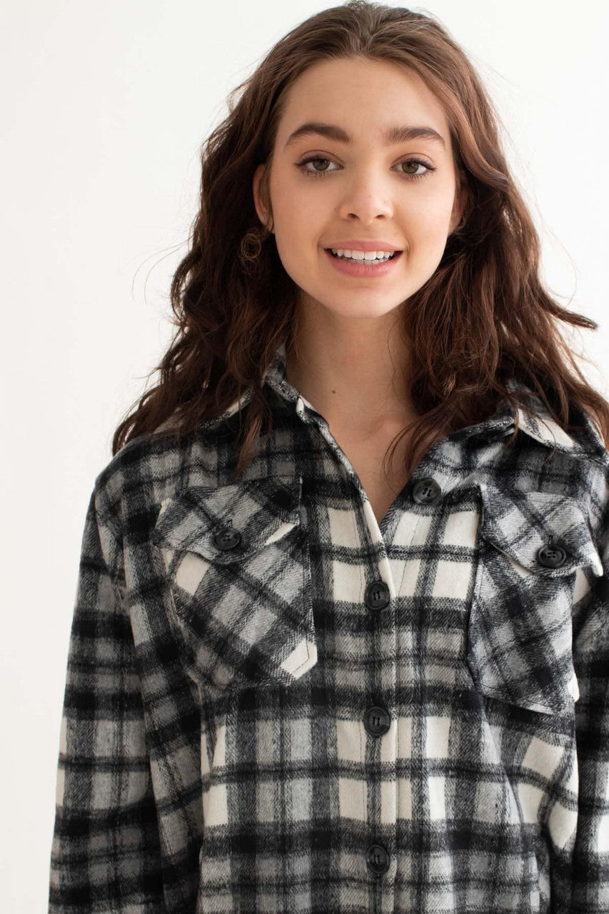 Black & Ivory Plaid Oversized Shacket