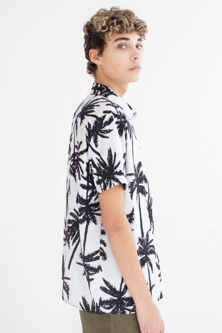 Black & White Palm Tree Silhouette Button Up Shirt