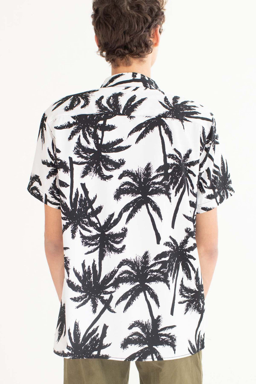 Black & White Palm Tree Silhouette Button Up Shirt