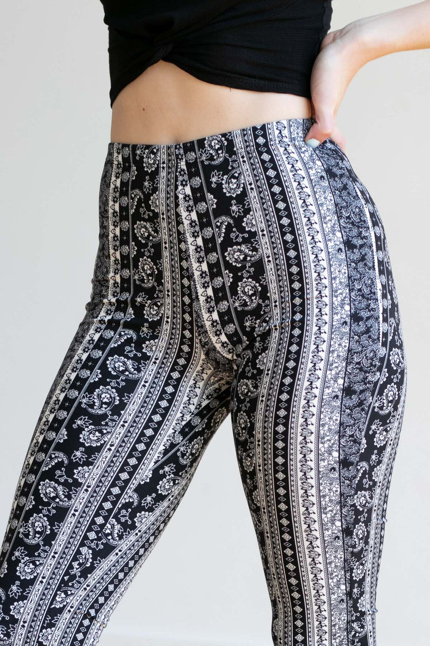 Black And White Wallpaper Print Bell Bottoms