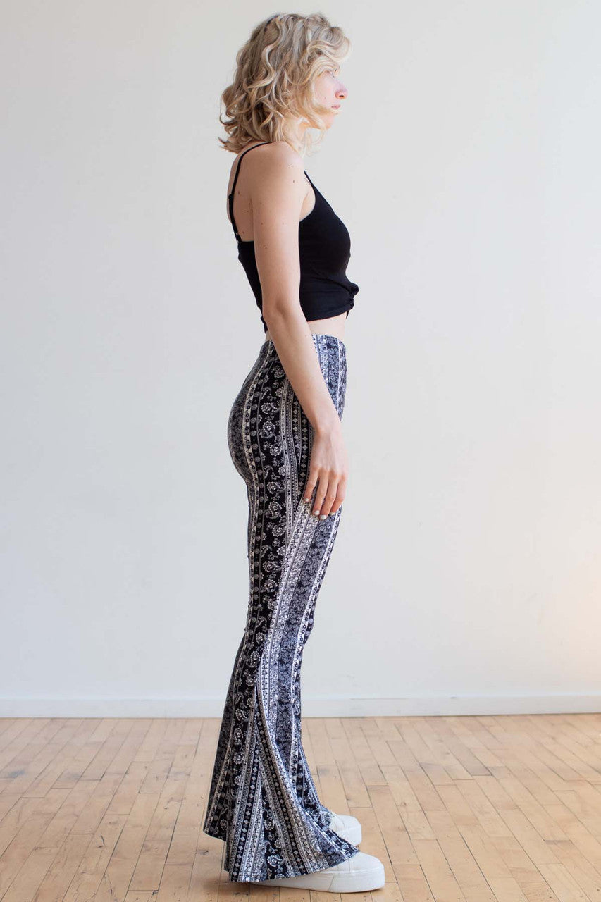 Black And White Wallpaper Print Bell Bottoms