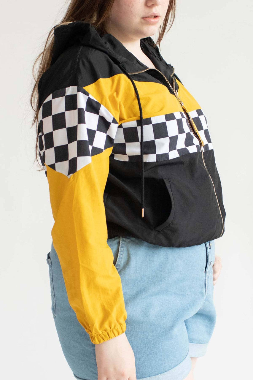 Black & Yellow Horizontal Racing Windbreaker
