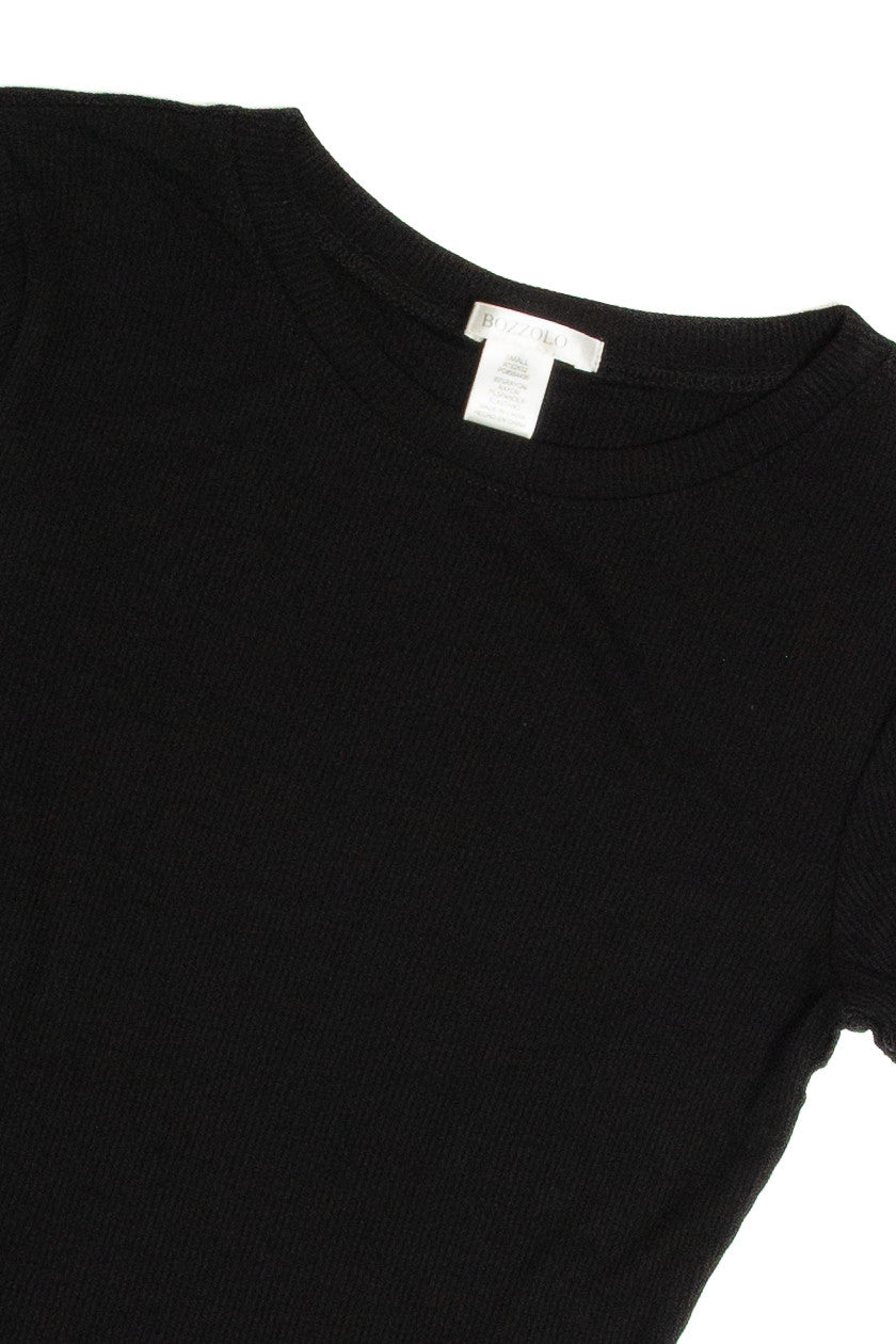 Black Basic Ribbed Crop Tee