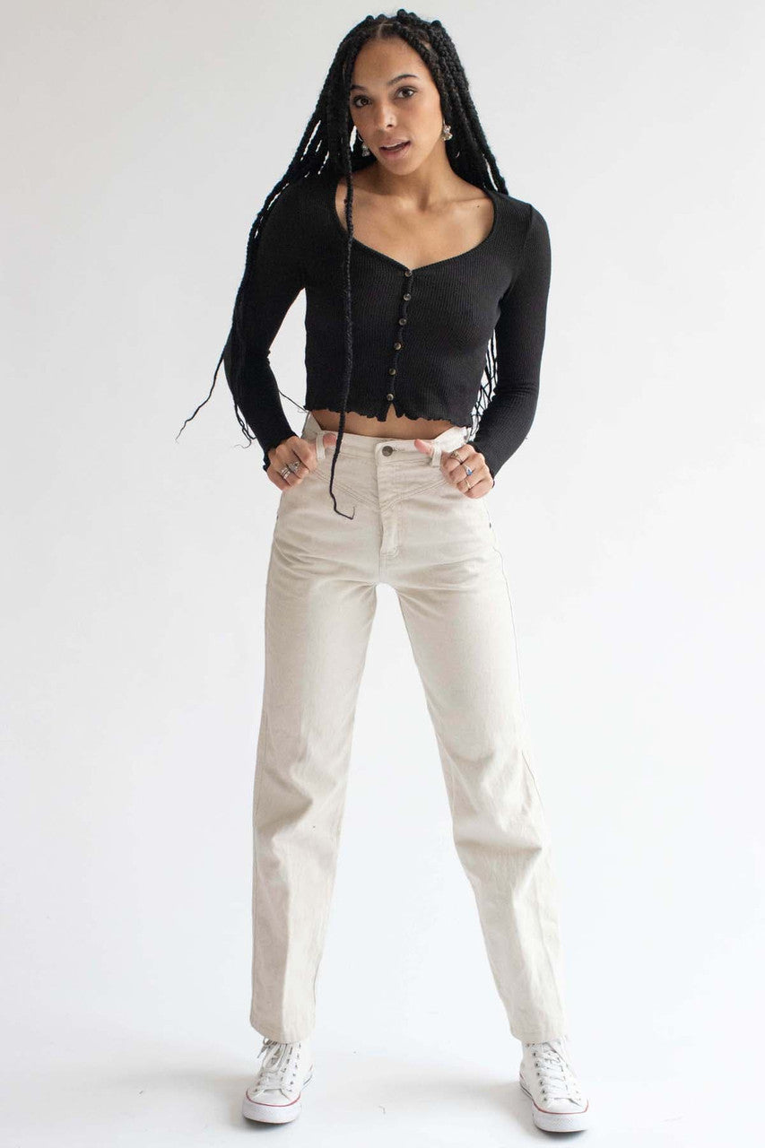 Black Brushed Thermal Button Up Top