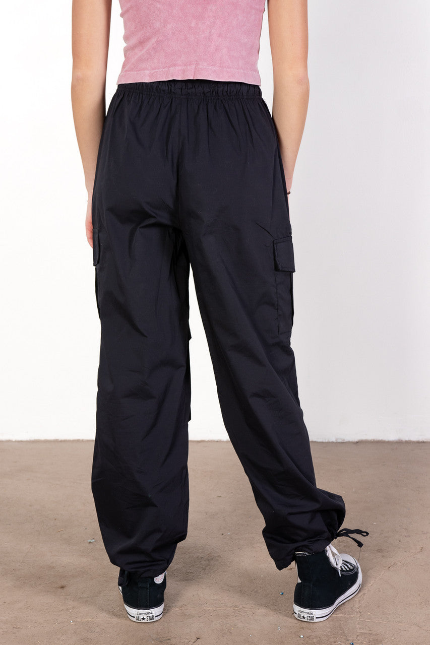 Black Cargo Parachute Pants