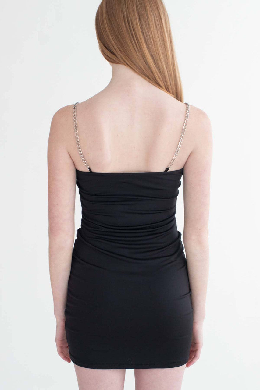 Black Chain Straps Mini Dress