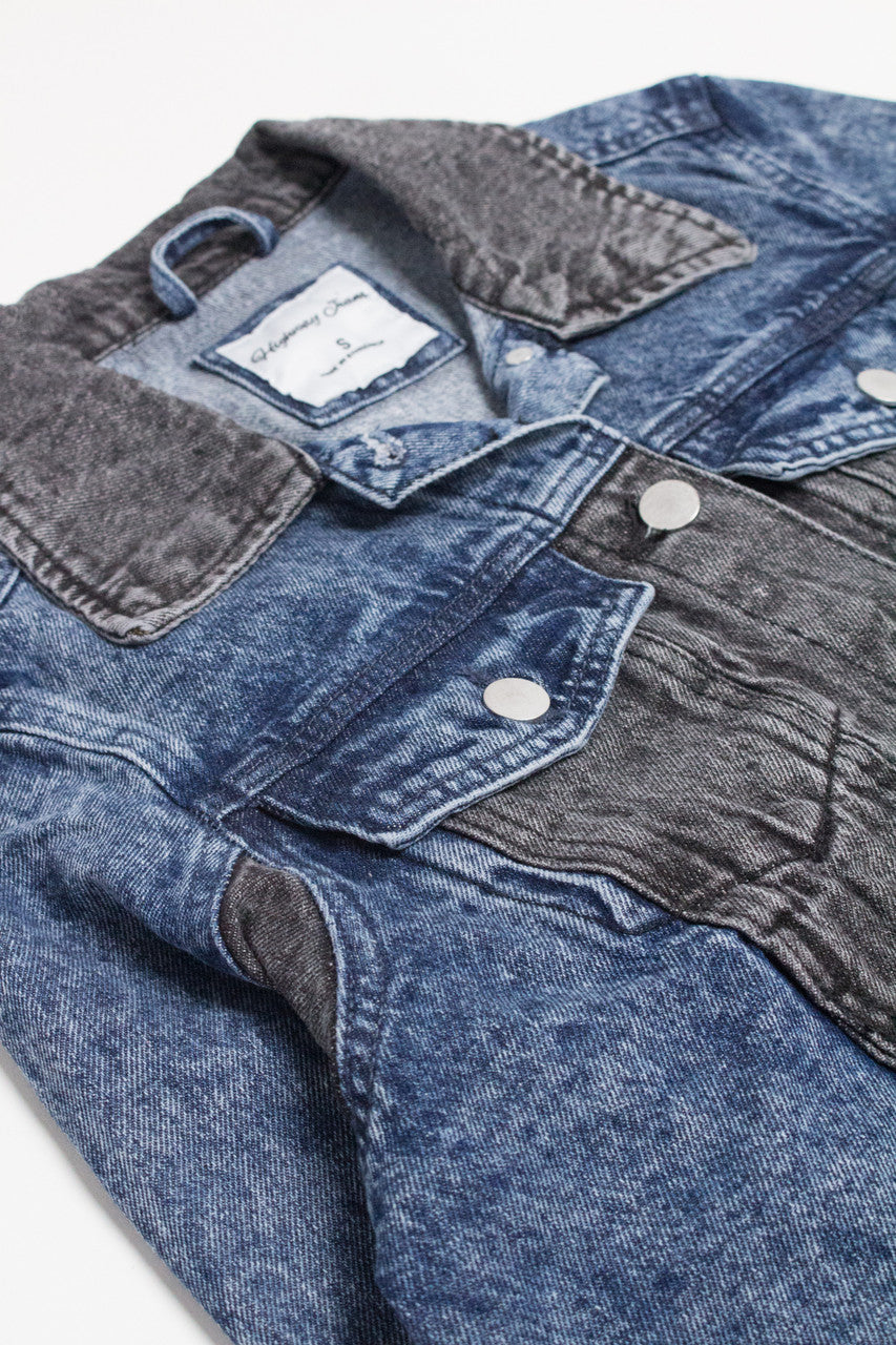 Black Color Blocked Denim Jacket