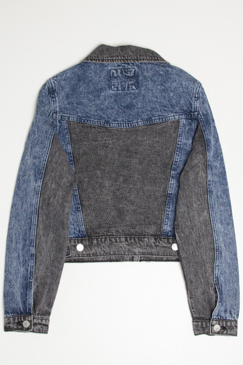 Black Color Blocked Denim Jacket