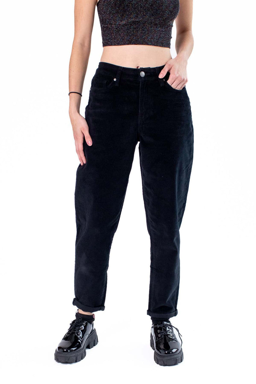 Black Corduroy Mom Pants
