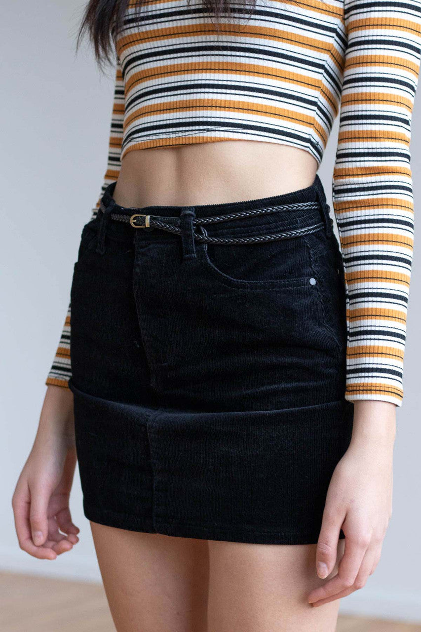 Black Corduroy Pencil Skirt