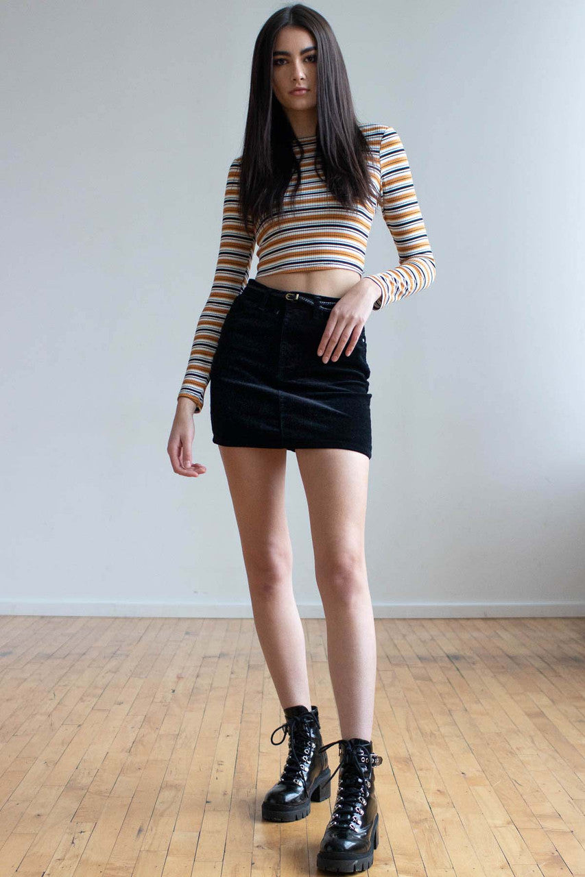 Black Corduroy Pencil Skirt