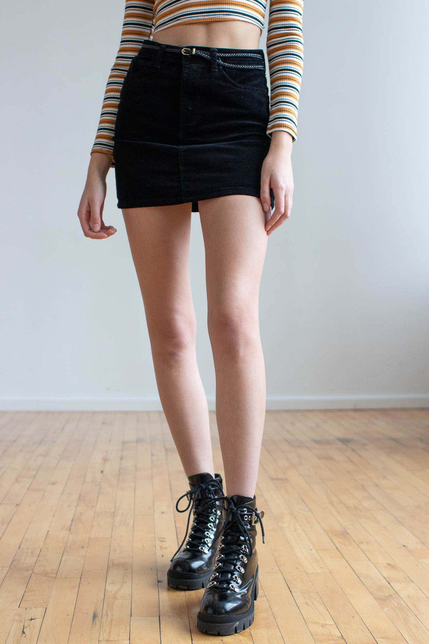 Black Corduroy Pencil Skirt