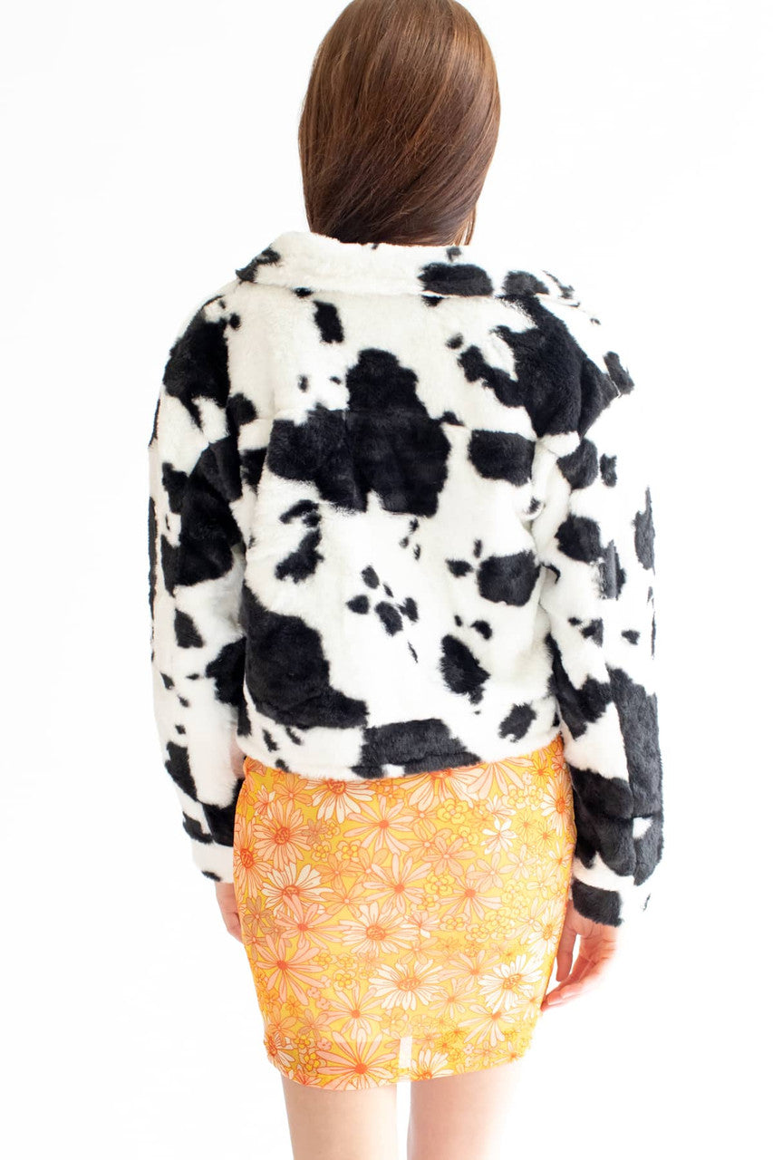 Black Cow Faux Fur Jacket