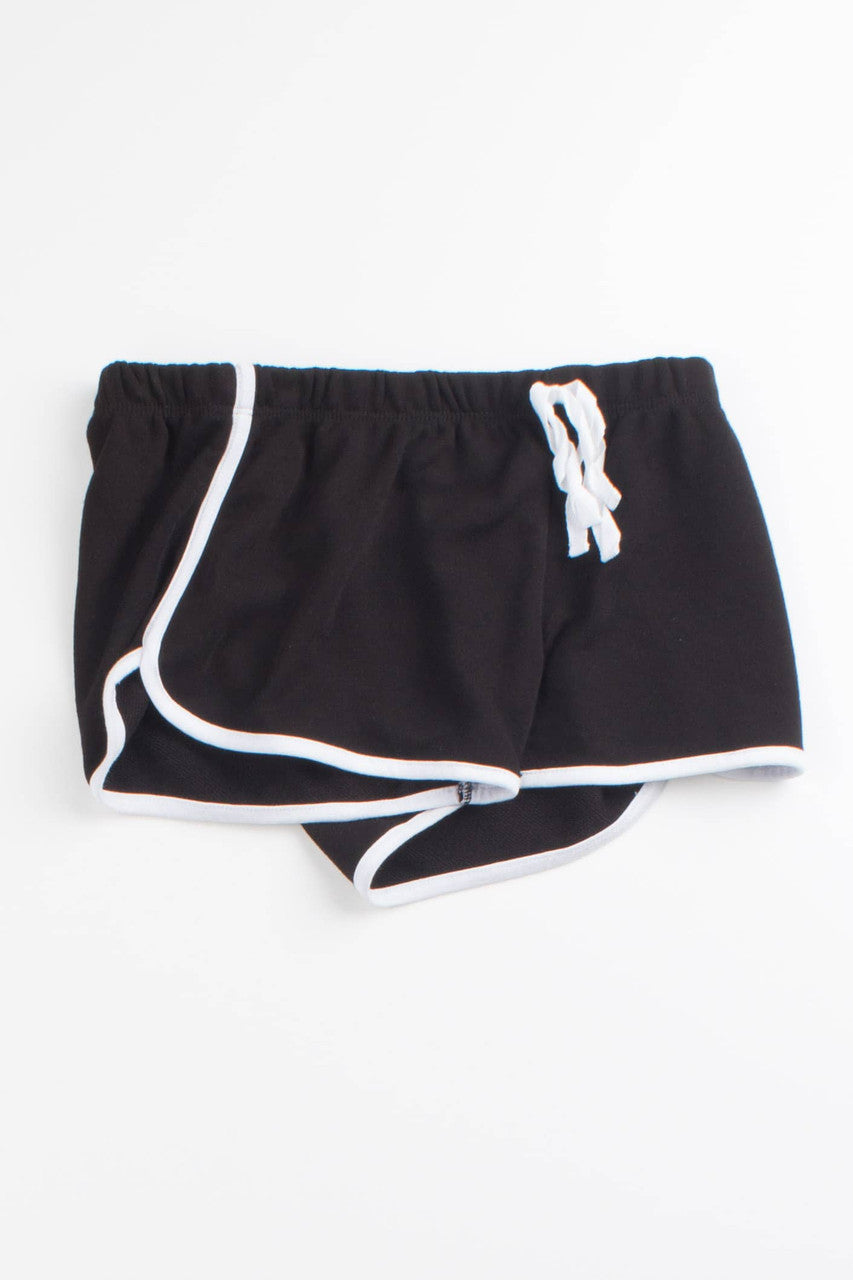 Black Drawstring Dolphin Shorts