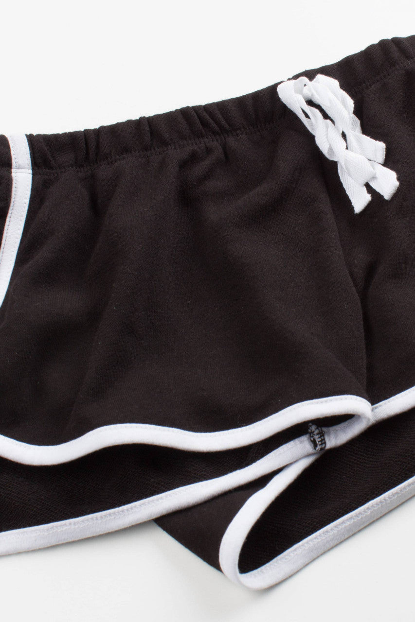 Black Drawstring Dolphin Shorts