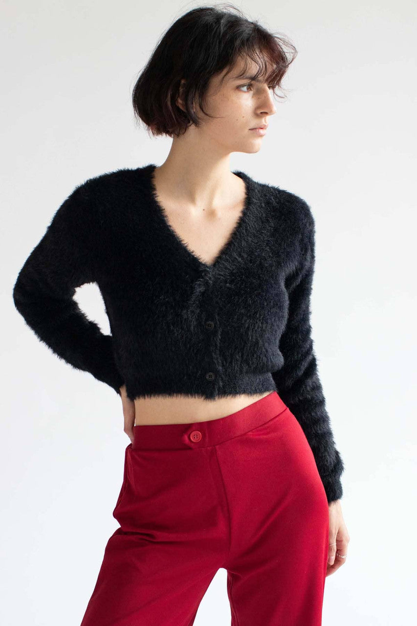 Black Eyelash Cropped Cardigan