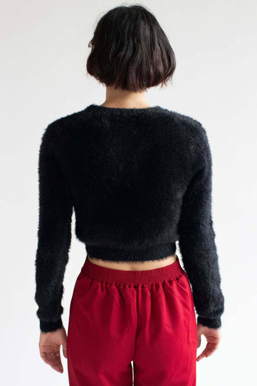 Black Eyelash Cropped Cardigan
