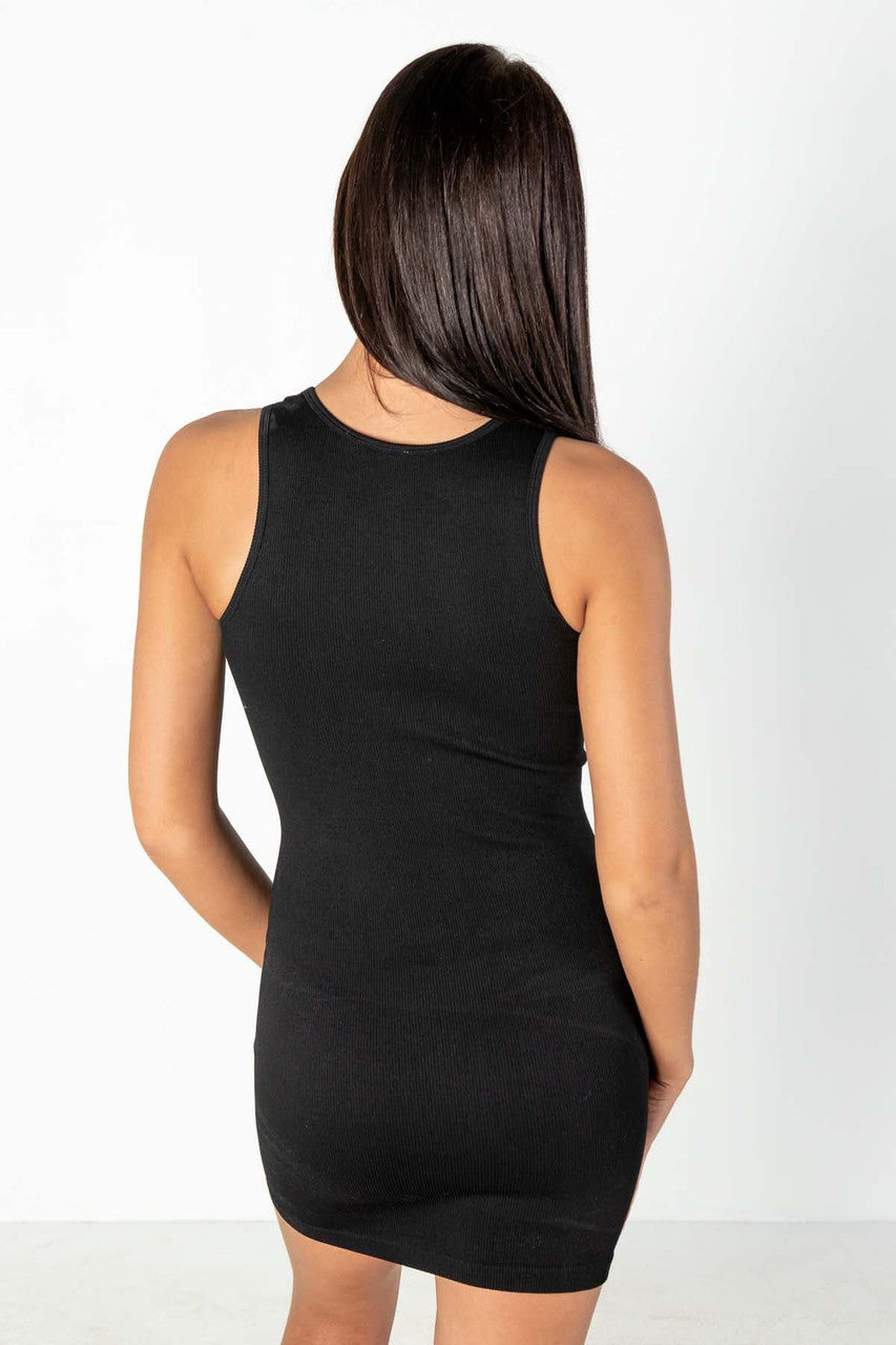 Black Flower Cut Out Seamless Dress