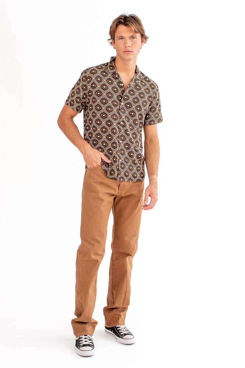 Black Geo Wave Button Up Shirt