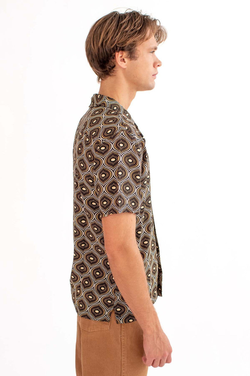 Black Geo Wave Button Up Shirt